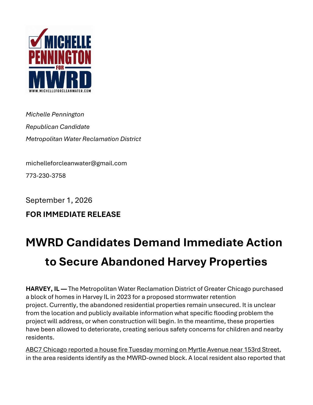 September 1 Harvey press release, page 1